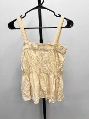 Blu Pepper Beige Smocked Tank Top